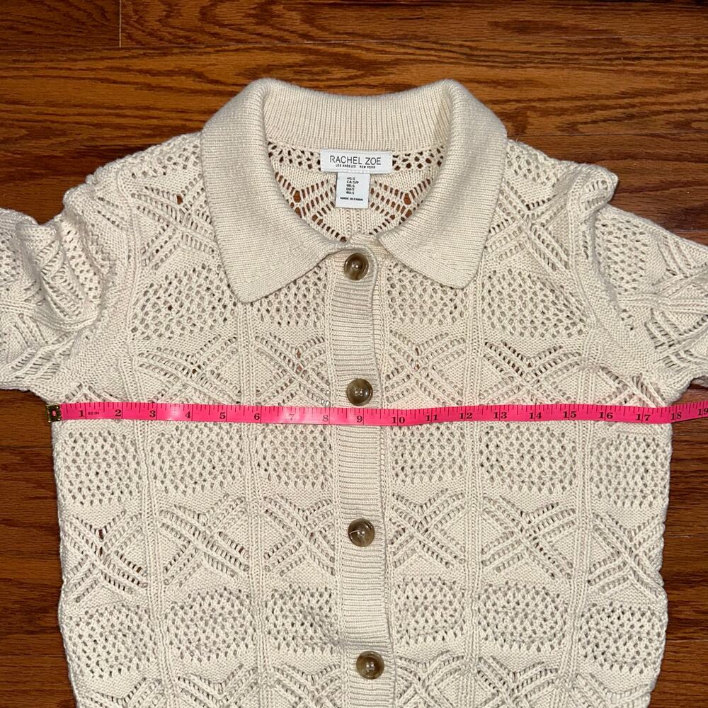 Rachel Zoe Cream Cotton Blend Knit Button Front Sweater Size Small - Picture 10 of 12